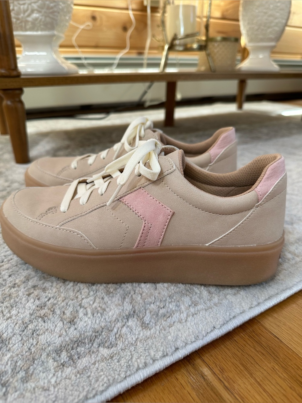💕 Dr. Scholl's 💕 Lace-Up Casual Sneakers Madison Lace - Beige - 7-1/2 Medium